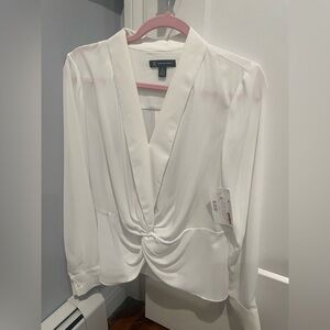 Inc white v neck blouse